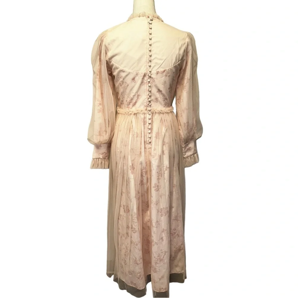 Ivy City Co Blush Pink Floral Tulle Maxi Dress - Picture 4 of 16